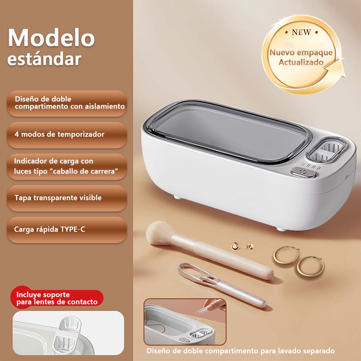 **Lavadora ultrasónica para limpiar gafas, joyas, férulas dentales, joyería y lentes de contacto, de gran capacidad para uso doméstico.**