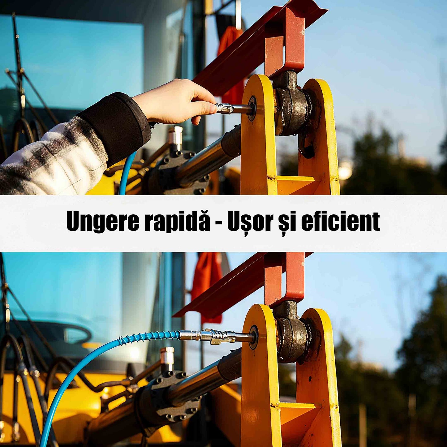 Cutie pentru unsoare cu duze de alimentare și mâner dublu