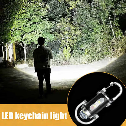Linterna mini de bolsillo con llavero colgante portátil para exteriores, recargable y multiusos de emergencia