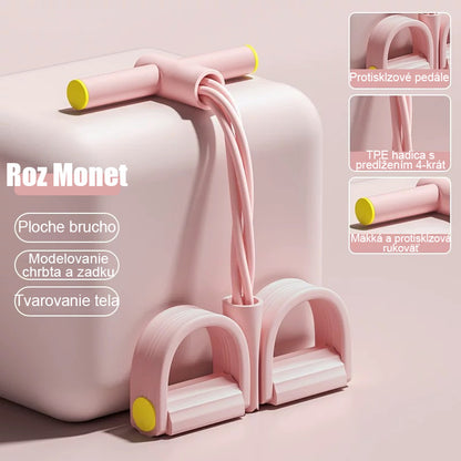 Posilňovací pás s pedálmi - Zázrak na brucho a nohy, 6/4 pásov, pre domácu telocvičňu