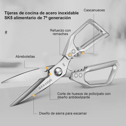 Tijeras de cocina SK5 para uso doméstico; tijeras multifuncionales de acero inoxidable, especiales para cortar huesos de pollo, limpiar pescado y preparar alimentos.