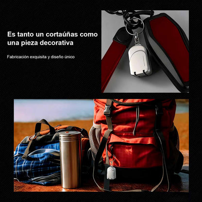 Cortaúñas portátil plegable, de acero inoxidable, llavero mini colgante, cortaúñas inclinado.