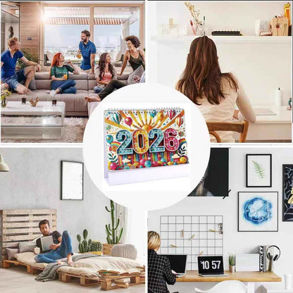 El nuevo calendario de mesa de diamantes 2026, pintura de diamantes hecha a mano, calendario de dibujos animados con cristales adhesivos.