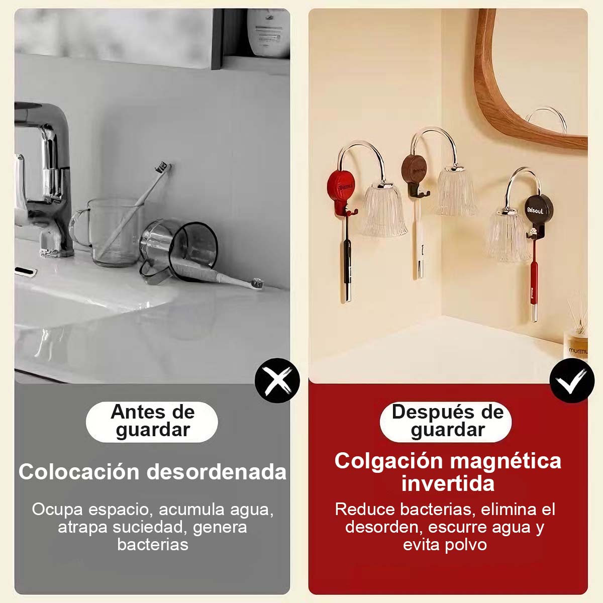 Vaso de enjuague bucal retro con imán, soporte para cepillos de dientes, estante de pared sin taladro, soporte para vaso de enjuague y cepillo de dientes eléctrico.