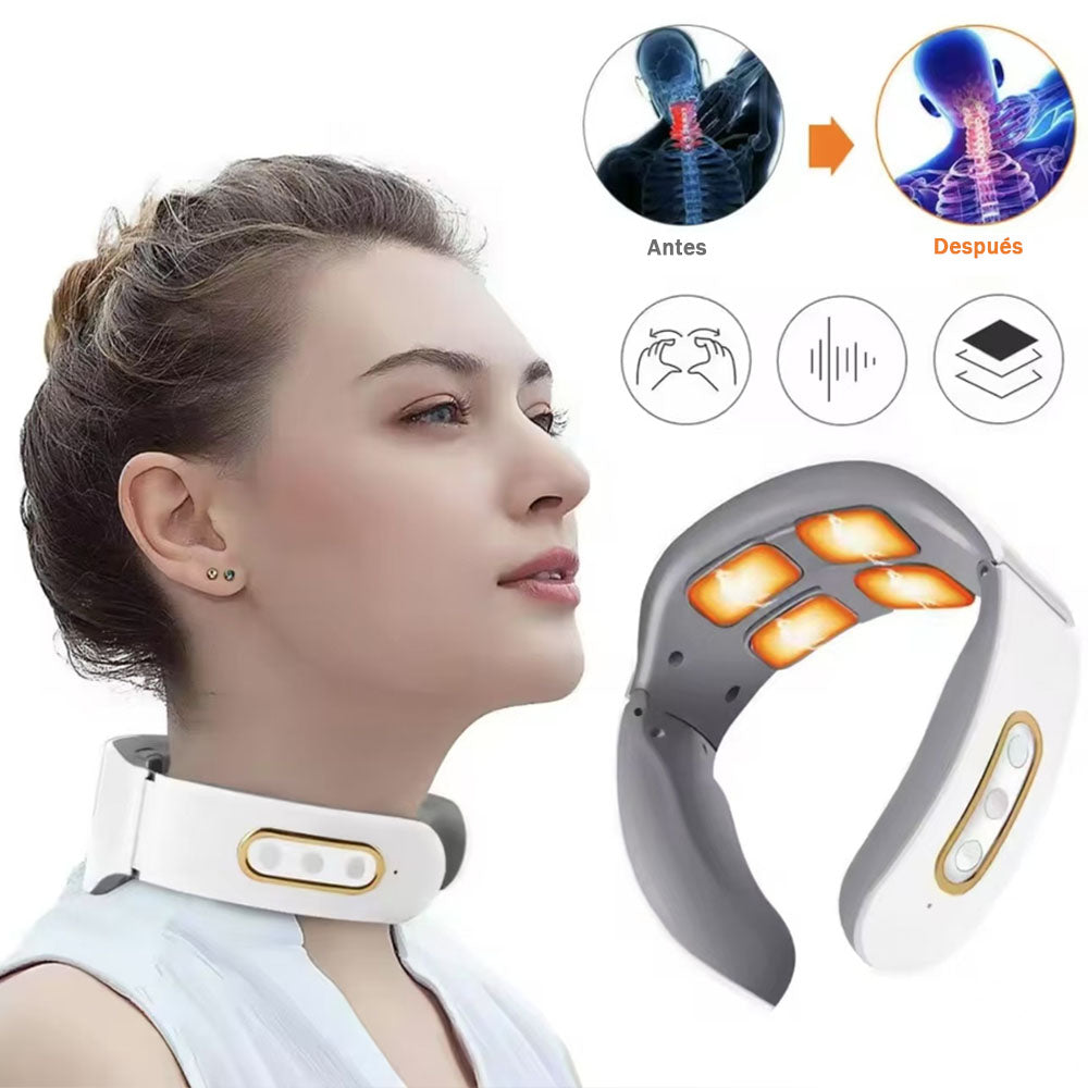 Dispositivo de masaje cervical para el hogar, eléctrico e inteligente, con tecnología de pulso electromagnético y amasado para cuello y hombros.