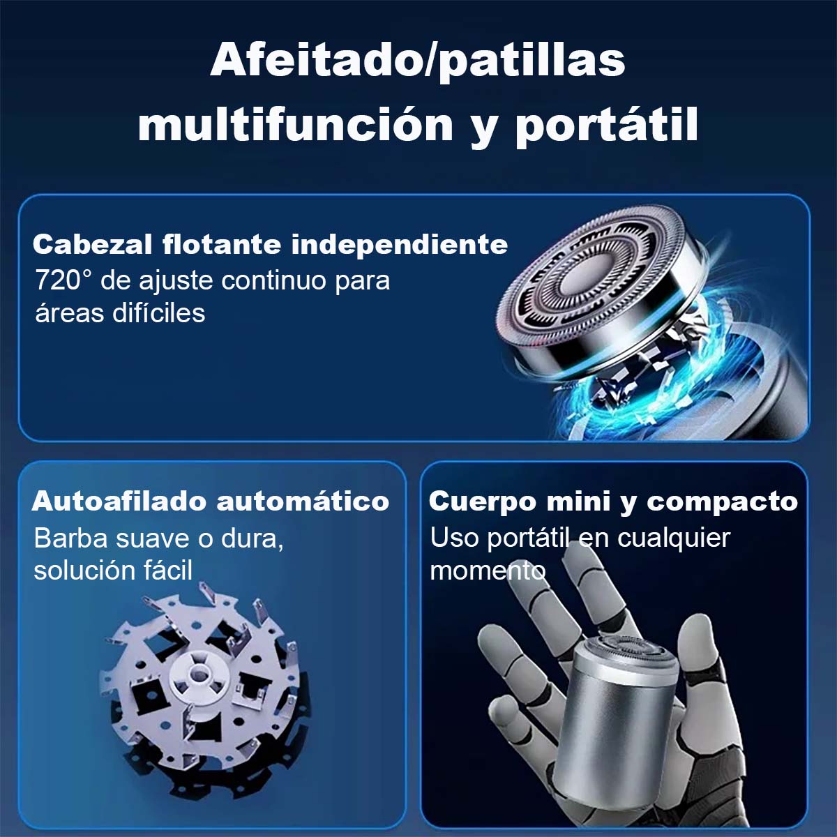 Afeitadora eléctrica mini recargable, lavable en su totalidad, portátil para viajes y coche, diseñada para hombres.