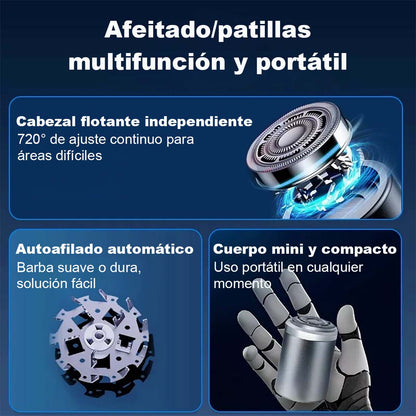 Afeitadora eléctrica mini recargable, lavable en su totalidad, portátil para viajes y coche, diseñada para hombres.
