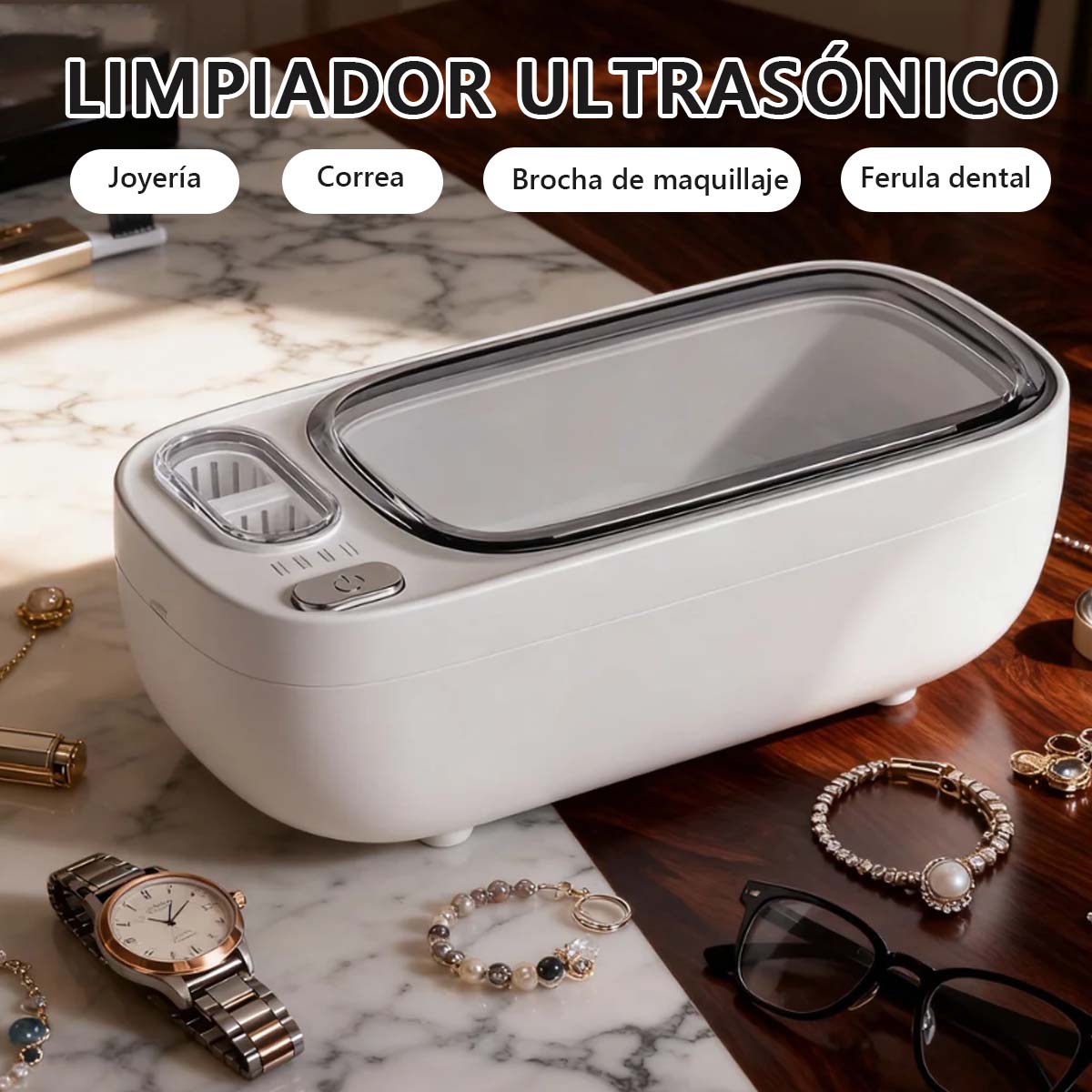 **Lavadora ultrasónica para limpiar gafas, joyas, férulas dentales, joyería y lentes de contacto, de gran capacidad para uso doméstico.**