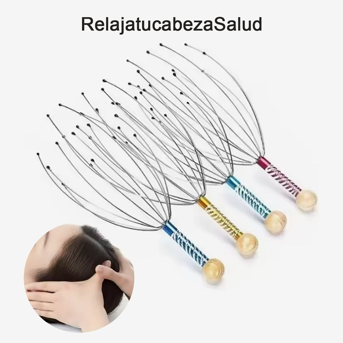 Masajeador de cabeza en forma de pulpo, de acero inoxidable grabado, relajante para la cabeza, con garras para masajear el cerebro.