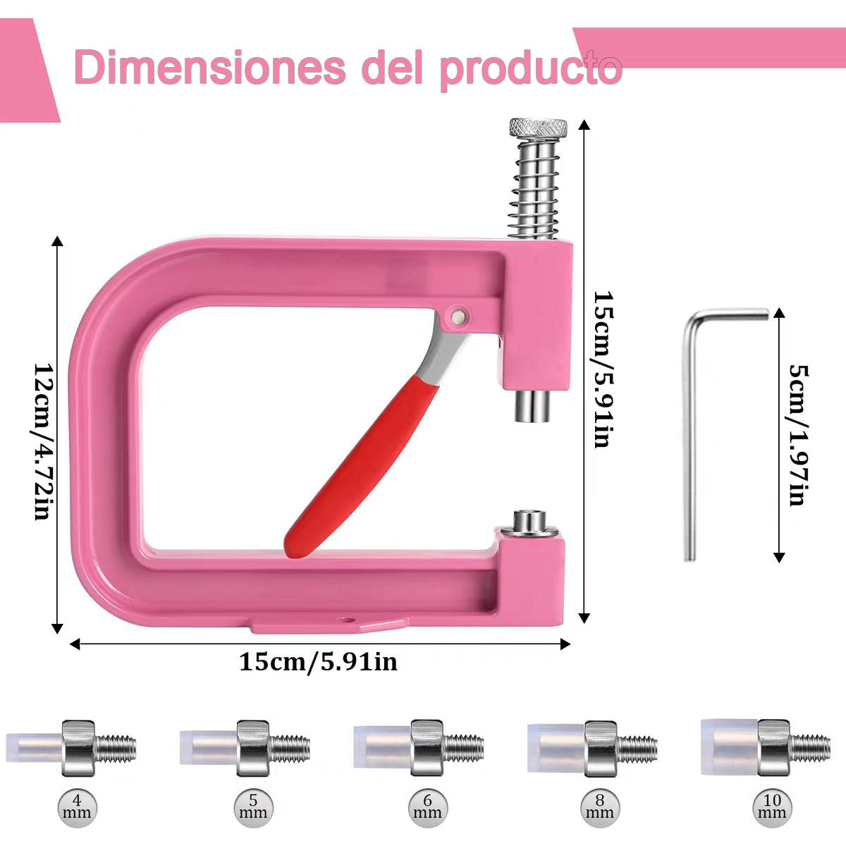 Máquina de presión para clavar perlas DIY, máquina manual para colocar tachuelas, herramienta para fijar perlas redondas, remaches y tachuelas de cuatro garras, tipo universal.