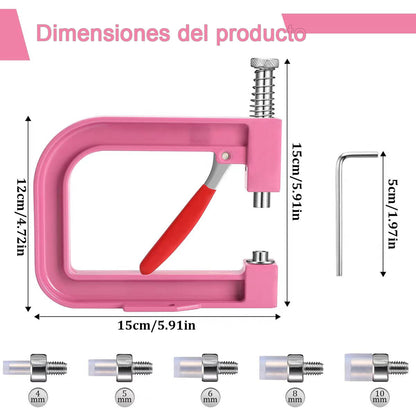 Máquina de presión para clavar perlas DIY, máquina manual para colocar tachuelas, herramienta para fijar perlas redondas, remaches y tachuelas de cuatro garras, tipo universal.