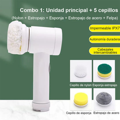 **Cepillo eléctrico de limpieza multifuncional, de mano, para cocina: lavar platos, fregadero, baño, azulejos y ollas.**