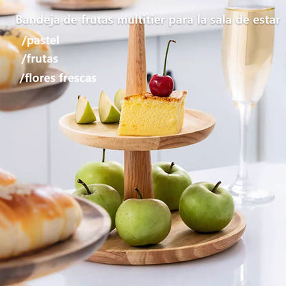 Soporte para cupcakes de papel de té, de madera, de dos niveles, para bodas, bandeja para frutos secos, caramelos y pipas, bandeja multifuncional de frutas para salón.