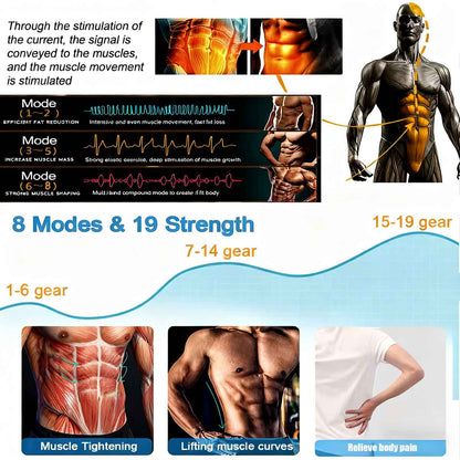 EMS dispositivo de abdominales recargable, máquina de tonificación abdominal para deporte y exteriores, aparato de entrenamiento muscular, la herramienta perfecta para abdominales sin esfuerzo.