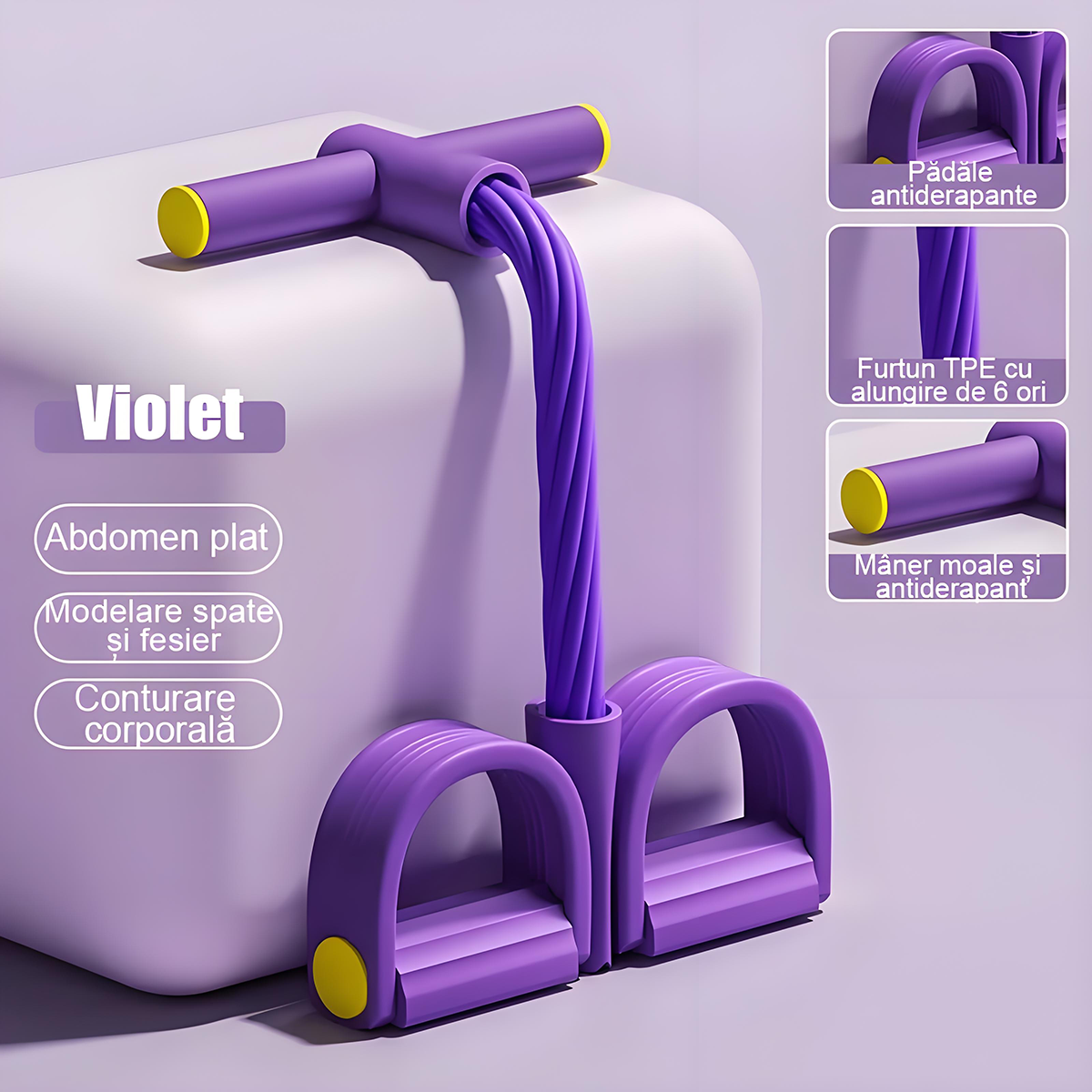 Aparat de fitness cu pedale și elastice, 6 sau 4 benzi – ideal pentru slăbit, tonifiere picioare, abdomen, yoga și abdomene