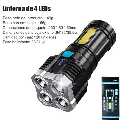 “Linterna de alta potencia recargable, portátil, de larga duración, para exteriores, de alcance lejano, resistente al agua, multifuncional y súper brillante para uso doméstico.”