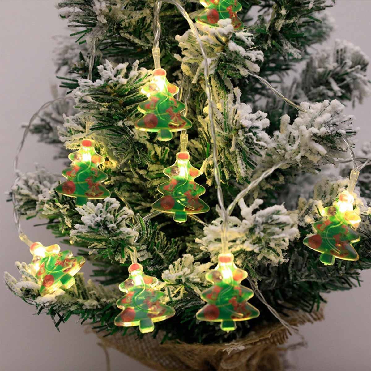 Guirnalda LED navideña con figuras de muñeco de nieve y Papá Noel, luces intermitentes de personajes de dibujos animados, decoración luminosa para escenas de fiestas.