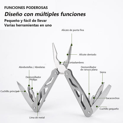 Alicates multifuncionales plegables, herramientas portátiles de acero inoxidable, pelacables, alicates eléctricos EDC y alicates para exteriores.