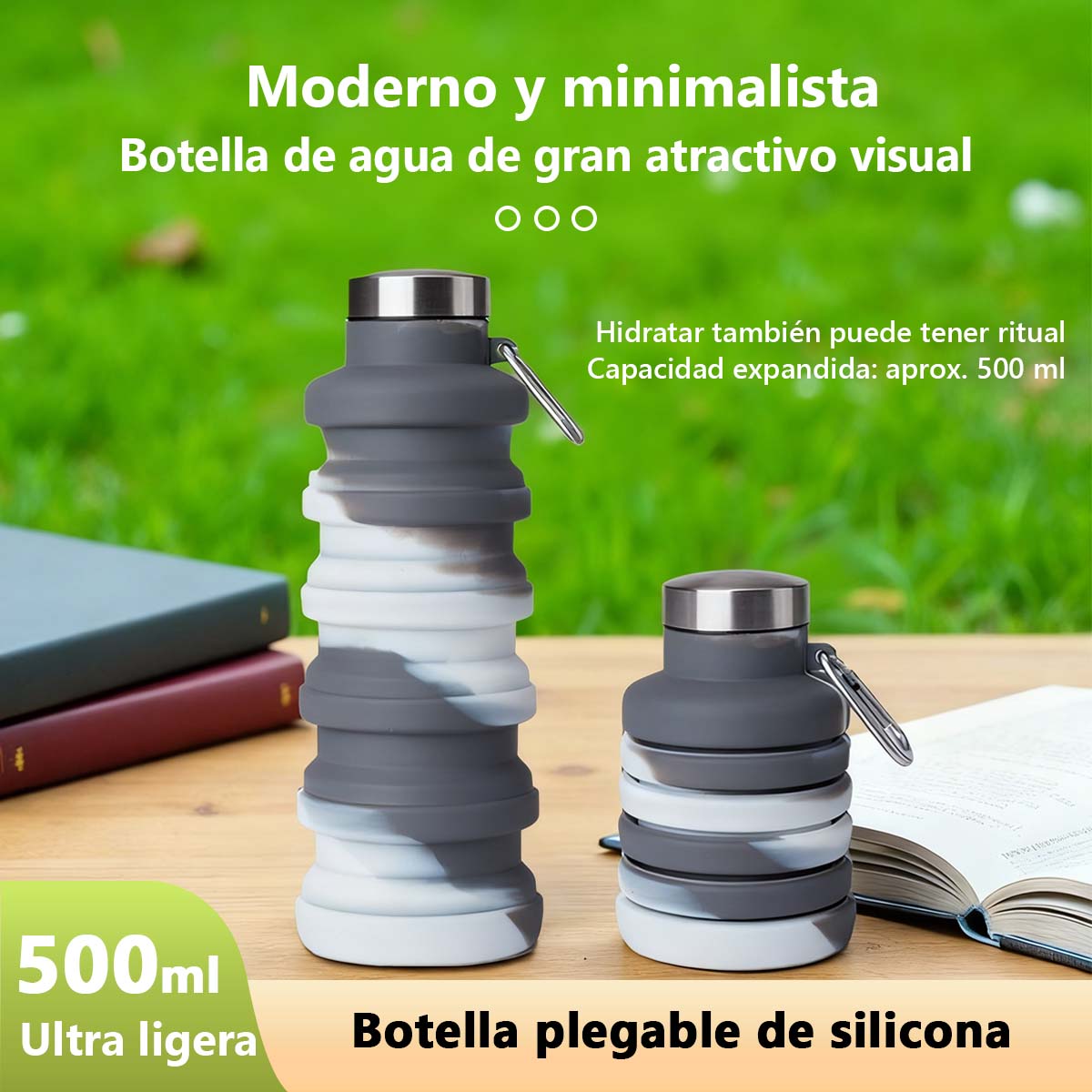 Vaso plegable de silicona para uso diario, bestseller: ideal para deporte y aire libre, botella térmica extensible, resistente a altas temperaturas.