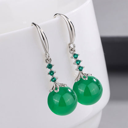 Pendientes naturales de ágata azul, blanca y verde para mujer, con baño de plata 925, circonitas, colgantes de cornalina roja y adornos de citrina.