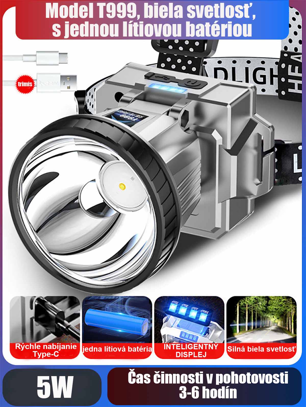 Potente linterna frontal para exteriores con sensor, recargable, súper brillante, ideal para pesca nocturna y senderismo; iluminación sin manos y batería de larga duración.