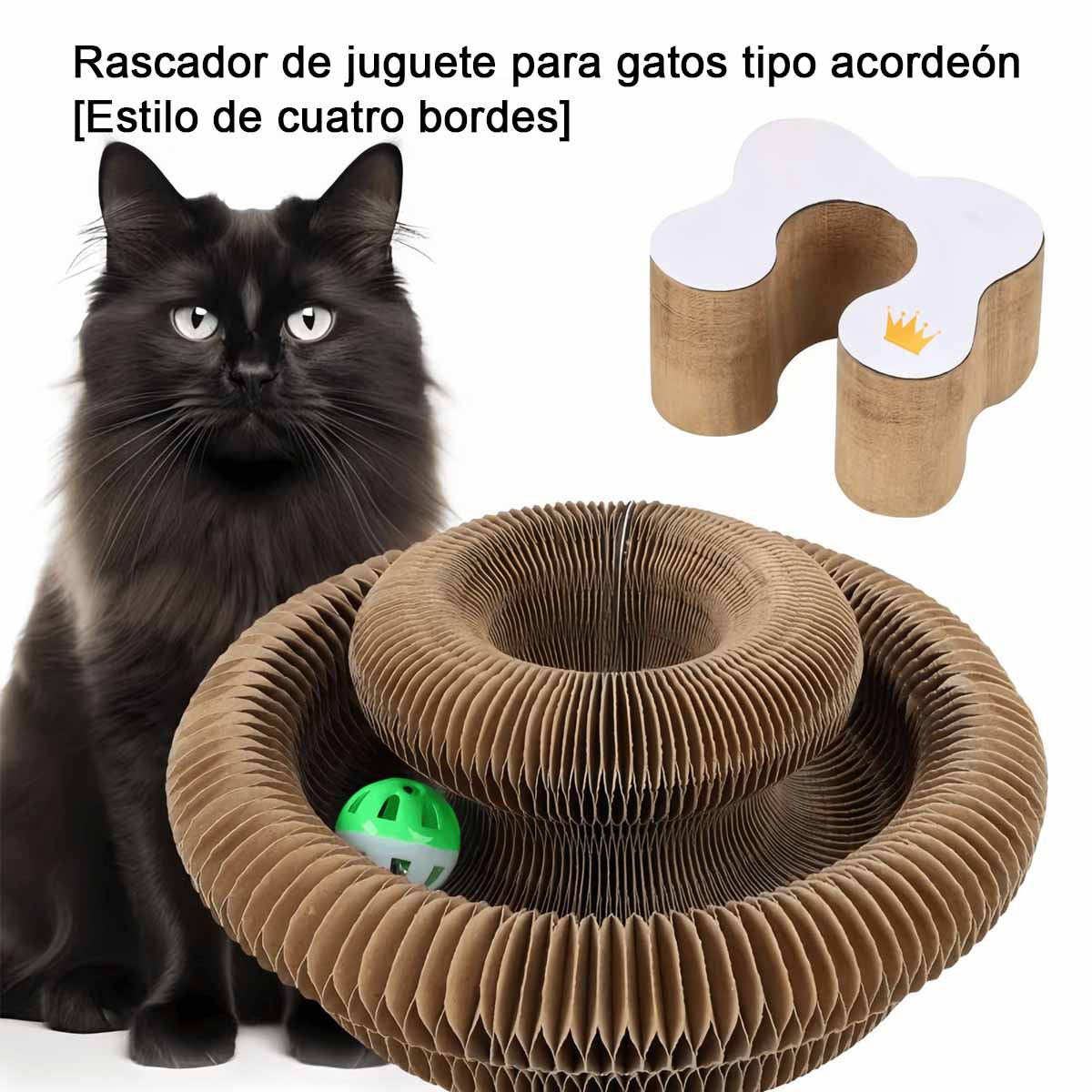 Rascador tipo cama para gatos, resistente al desgaste y sin dejar migas, juguete para juego autónomo y alivio de aburrimiento, tabla de arañado de cartón corrugado.