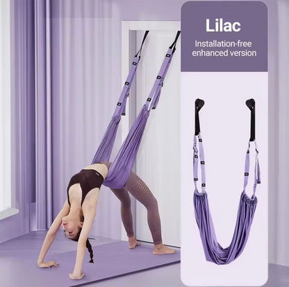 Cinturón de yoga aéreo con cuerdas de suspensión, hamaca auxiliar para abrir caderas, hacer splits, estirar piernas y espalda, flexiones e inversiones colgadas.