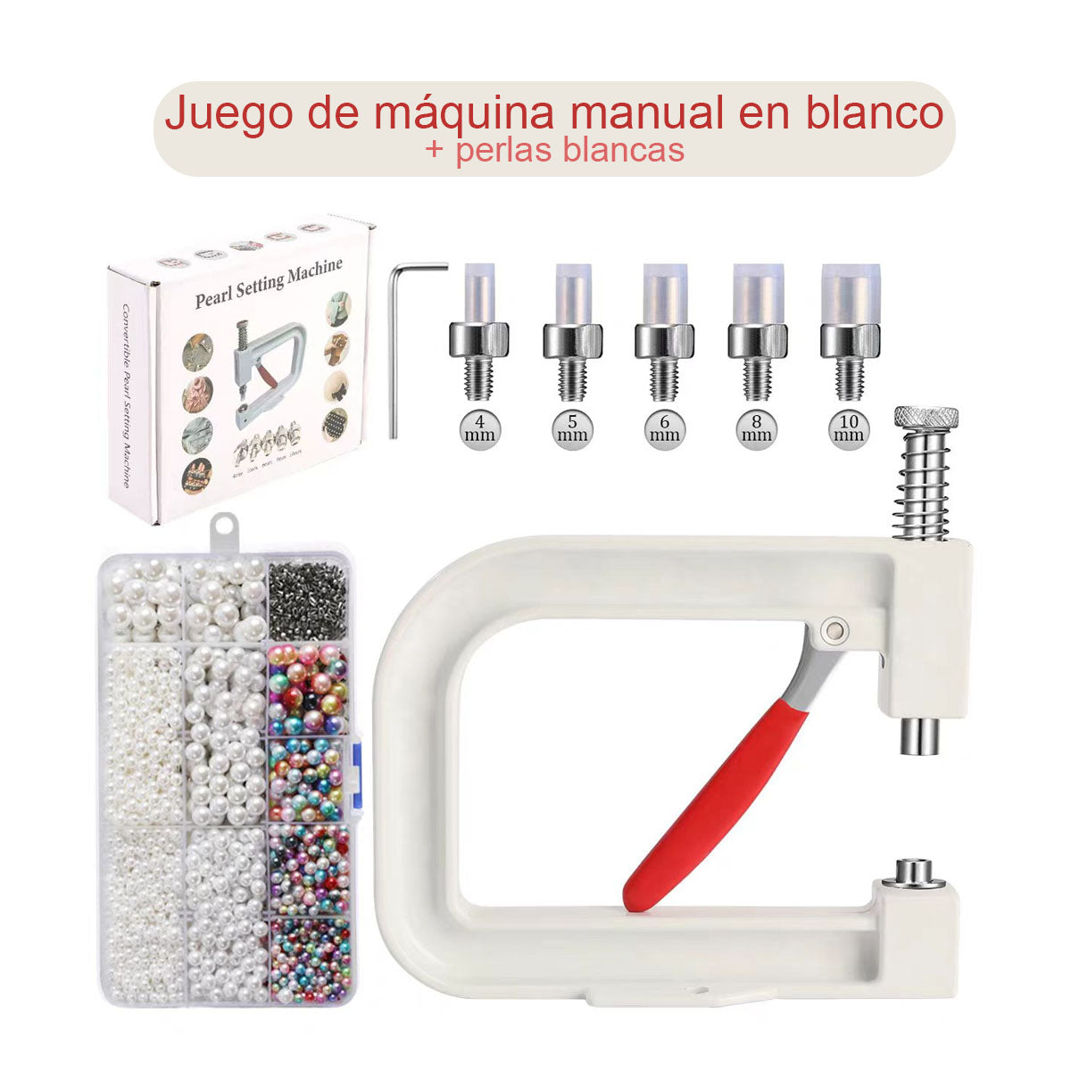 Máquina de presión para clavar perlas DIY, máquina manual para colocar tachuelas, herramienta para fijar perlas redondas, remaches y tachuelas de cuatro garras, tipo universal.