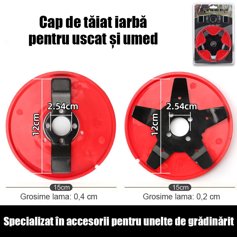 Disc universal multifuncțional pentru cosit: cap de tăiat pentru iarbă, buruieni și tufișuri, compatibil cu mașini de tuns gazonul, accesoriu pentru uscat și terenuri umede de orez, cap de tăiat pentru lucru pe uscat și apă.