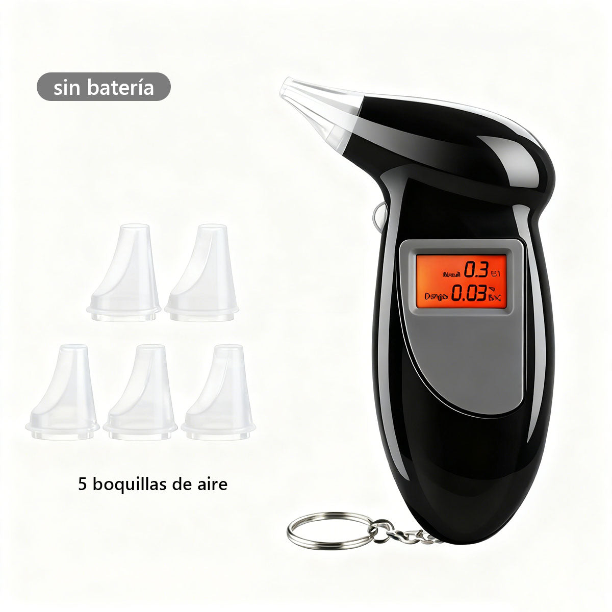 Alcoholímetro portátil para coche, prueba de aliento para vehículo, dispositivo de detección de alcohol para coche, especialmente diseñado para uso dentro del automóvil.